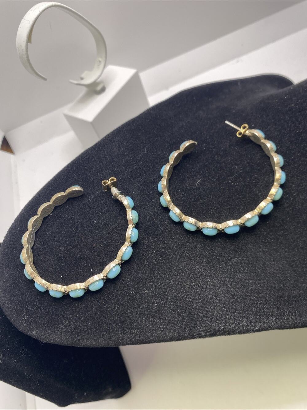Womens Turquoise Style Hoop Earrings